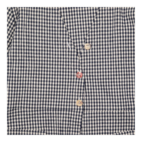 Blouse Black Cream Gingham Check Cotton Blend Long