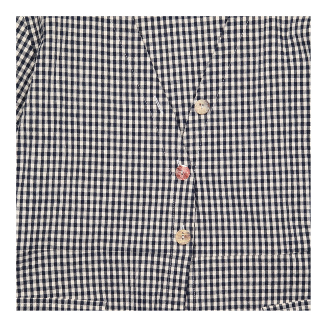 Blouse Black Cream Gingham Check Cotton Blend Long