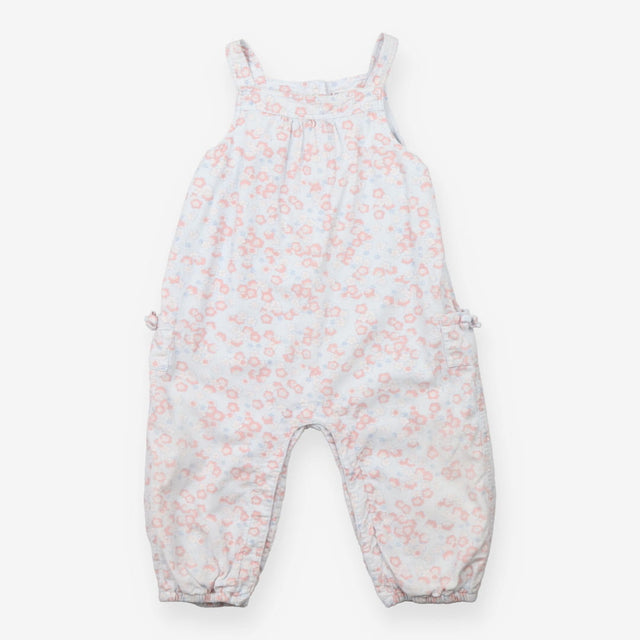 Dungaree cord light blue with pink floral print