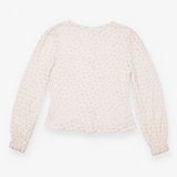 Gold Metallic Polka Dot V-Neck Jersey Top White