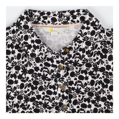 Jersey Shirt Dress Cream with Belt Black Floral Pr
