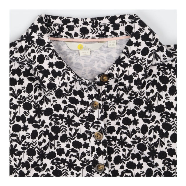 Jersey Shirt Dress Cream with Belt Black Floral Pr