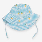 Blue Gingham Sun hat with Lemons