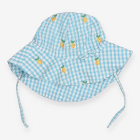 Blue Gingham Sun hat with Lemons