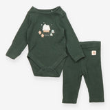Bodysuit and Leggings Green Ribbed Gingerbread Hou