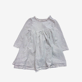 White and Grey Stripe Jersey Dress
