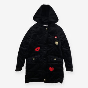 Coat Sonia Rykiel velour padded black heart lips