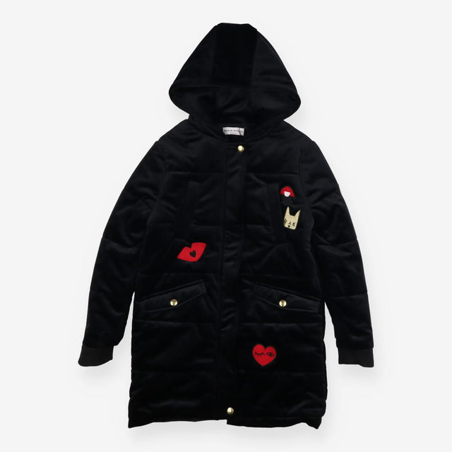 Coat Sonia Rykiel velour padded black heart lips