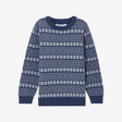 Kids' Fair Isle Cotton Jumper, Navy/Ecru