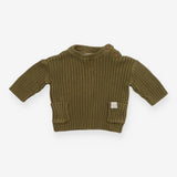 Sweater green ribbed pockets