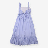 Sundress Blue White Stripe Sleeveless Tiered Midi