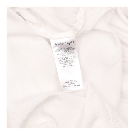 Blouse White V-Neck Long Sleeve Oversized Dip Hem
