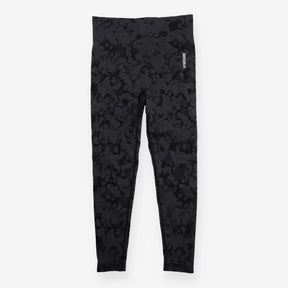 Black Grey Floral Print High Waisted Full Length L