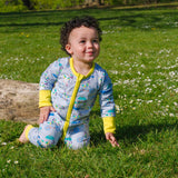 Organic Cotton Ducky Zebra Zip-Up Romper