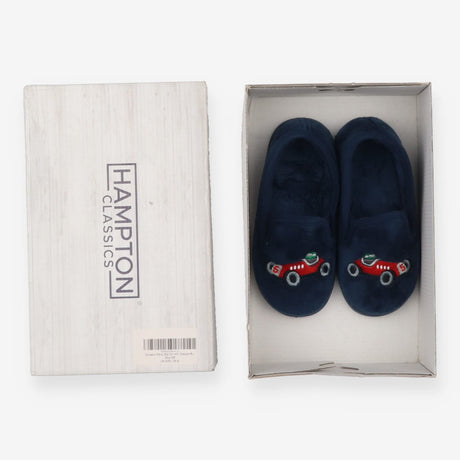 Slippers Navy Slip On with Classic Race Car