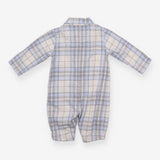 Romper Collared Blue and Grey Check