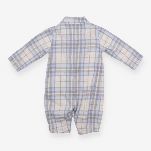 Romper Collared Blue and Grey Check