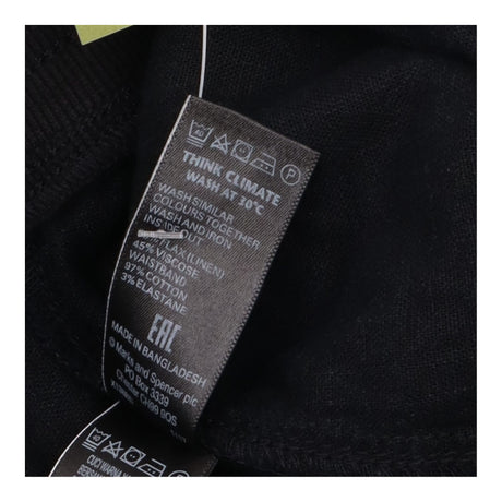 Skirt Black Linen Blend A-Line Drawstring Waist Pa