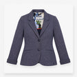 Herringbone Blazer Jacket in Blue with Floral Lini