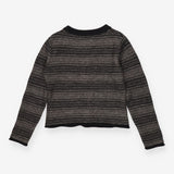 Grey & Black Striped Cardigan Button Front Knit