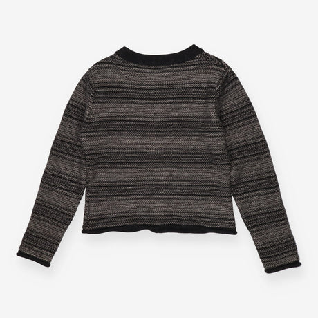 Grey & Black Striped Cardigan Button Front Knit