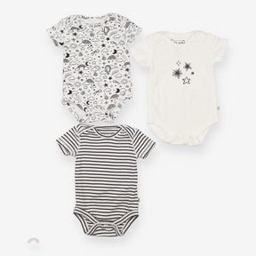 3 packs bodysuit  white striped stars sky
