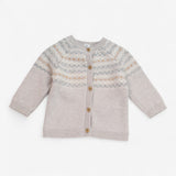 Cardigan Grey and Cream Fairisle