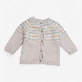 Cardigan Grey and Cream Fairisle