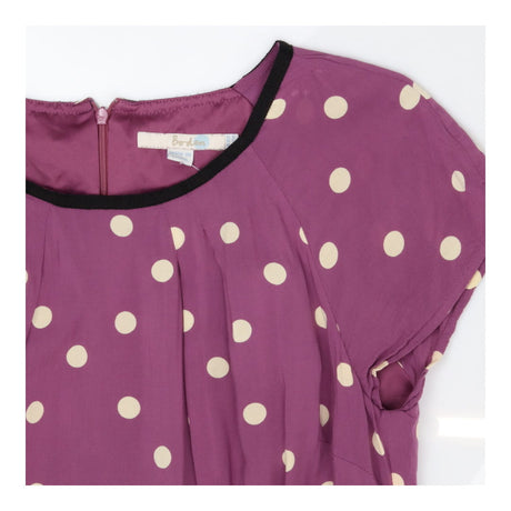 Purple polka dot crew neck dress