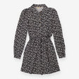 Jersey Shirt Dress Cream with Belt Black Floral Pr