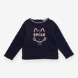 T-shirt long sleeves navy smile cat