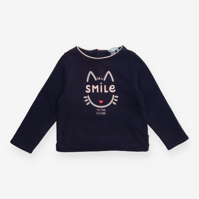 T-shirt long sleeves navy smile cat