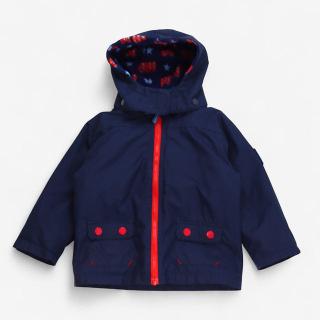 Coat 4 in 1 Raincoat with Red Bus & Star Fleece Li