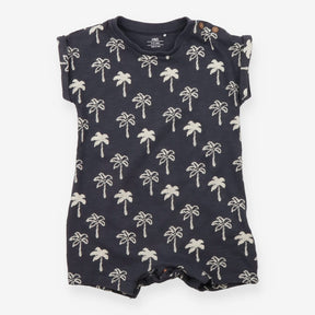 Jersey Romper Charcoal Palm Trees