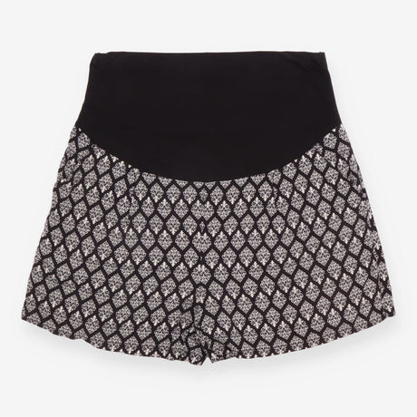 Maternity Shorts Black White Print Over Bump