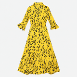 Jigsaw Mustard Yellow Floral Print Midi Shirt Dres