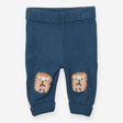 Leggings Knit Blue Hedgehog Appliques