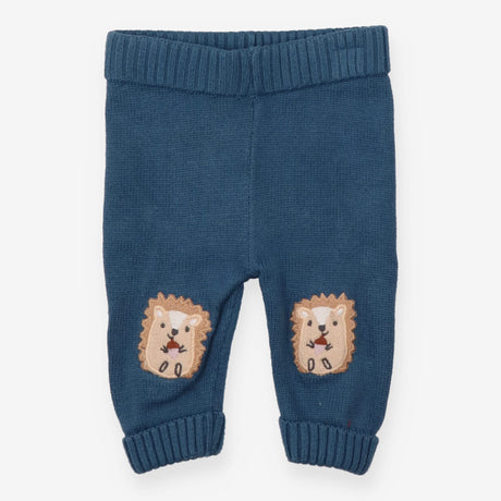 Leggings Knit Blue Hedgehog Appliques