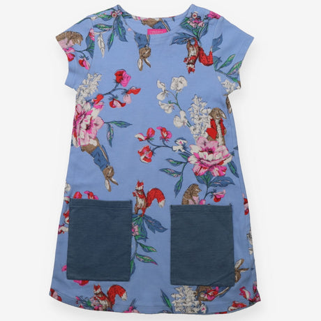 Dress jersey short sleeve blue Peter Rabbit floral