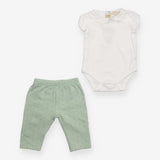 Outfit green spotty leggings collared bodysuit