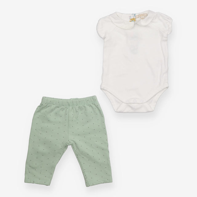 Outfit green spotty leggings collared bodysuit