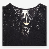 Midi Dress Black Floral Lace Short Sleeve