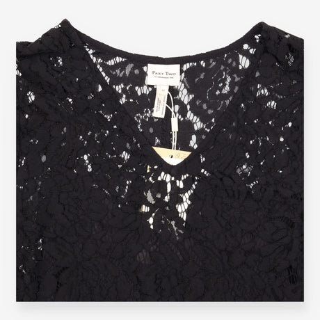 Midi Dress Black Floral Lace Short Sleeve
