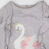 Dress grey jersey spot swan with crown