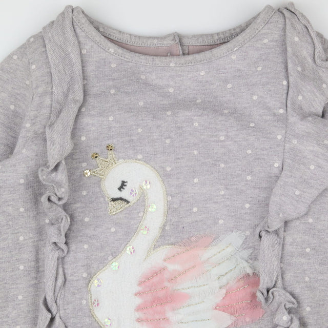 Dress grey jersey spot swan with crown