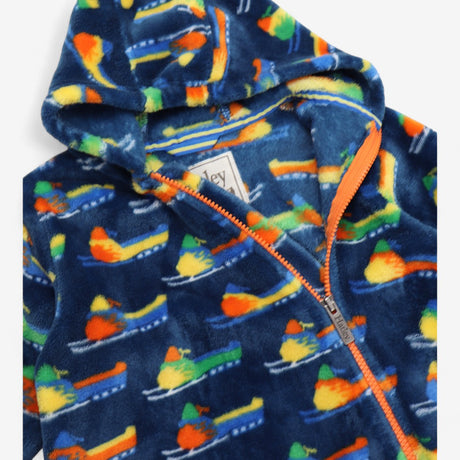 Pramsuit Fleece Blue Ski Bikes with Orange Zip