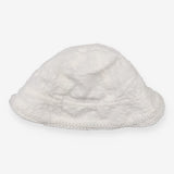 Sunhat with Straps White Flower Appliques