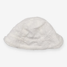 Sunhat with Straps White Flower Appliques