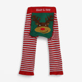 knitted leggings red/grey striped reindeer 