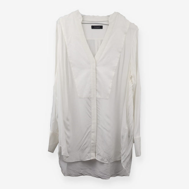 White V Neck Panel Front Blouse Long Sleeve
